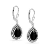 925 Sterling Silver Created Onyx Stone Leverback Earrings for Women