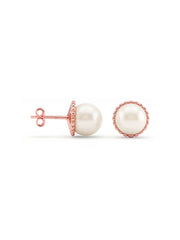 Roselle Pearl Beaded Stud Earrings