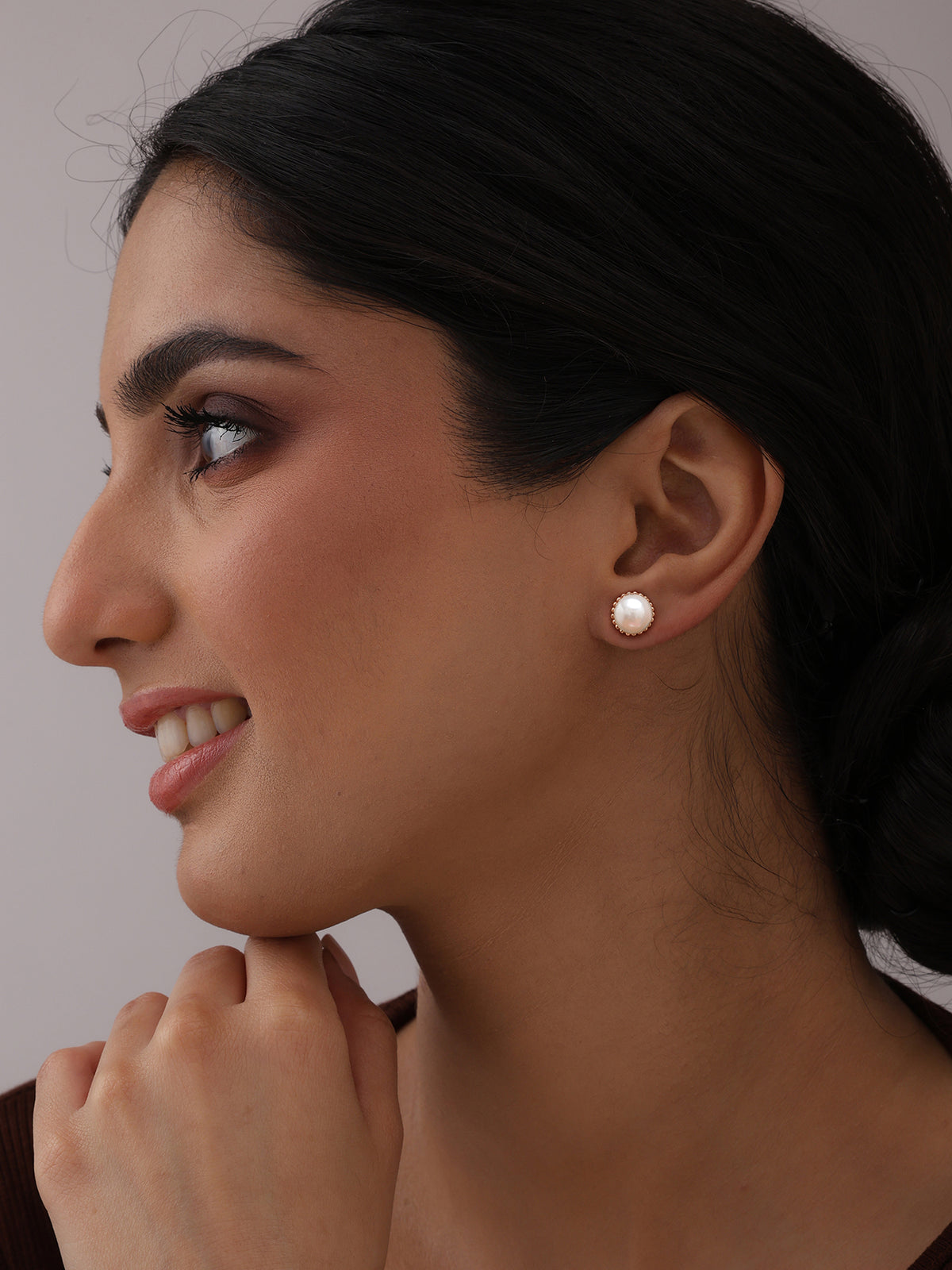 Roselle Pearl Beaded Stud Earrings