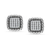 925 Sterling Silver CZ Square Antique Stud Earrings for Men