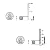 925 Sterling Silver CZ Square Antique Stud Earrings for Women Teen