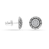 925 Sterling Silver CZ Classic Round Antique Stud Earrings for Women Teen