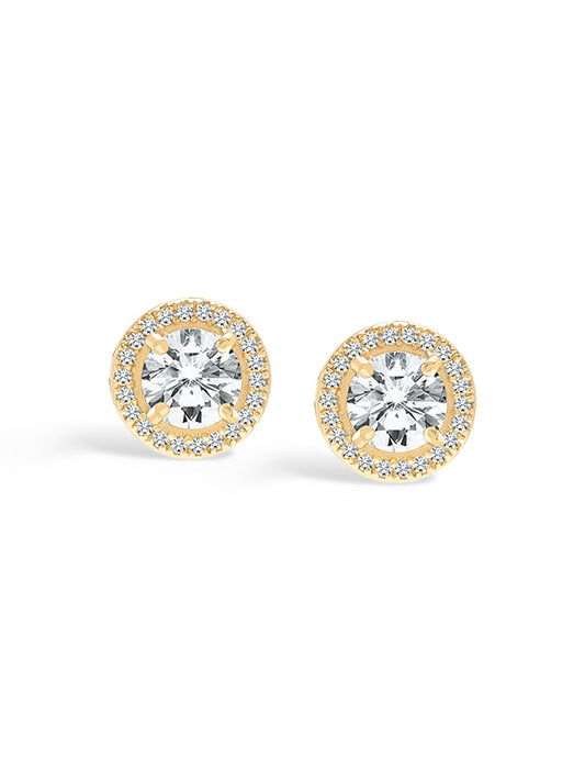 CZ Halo Round Studs for Women