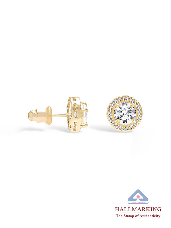 CZ Halo Round Studs for Women