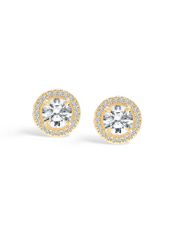 Halona CZ Halo Women's Stud Earrings