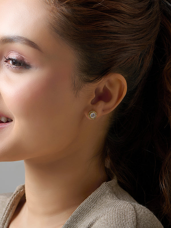 Halona CZ Halo Women's Stud Earrings