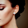 925 Sterling Silver Post Brilliant Round Cubic Zirconia Halo Earrings for Teen Women