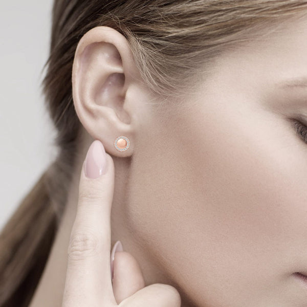 925 Sterling Silver Rose Gold Plated Stud Earrings for Women Teen CZ Hypoallergenic Studs Earring for Girls