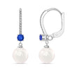 925 Sterling Silver Italian Design Simulated Pearl Gemstone Leverback Drop Dangle Earrings for Women Teen