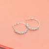 925 Sterling Silver Created Blue Topaz Gemstone Hoop Earring for Women, Clutchless Cubic Zirconia Hoop Earrings for Teen