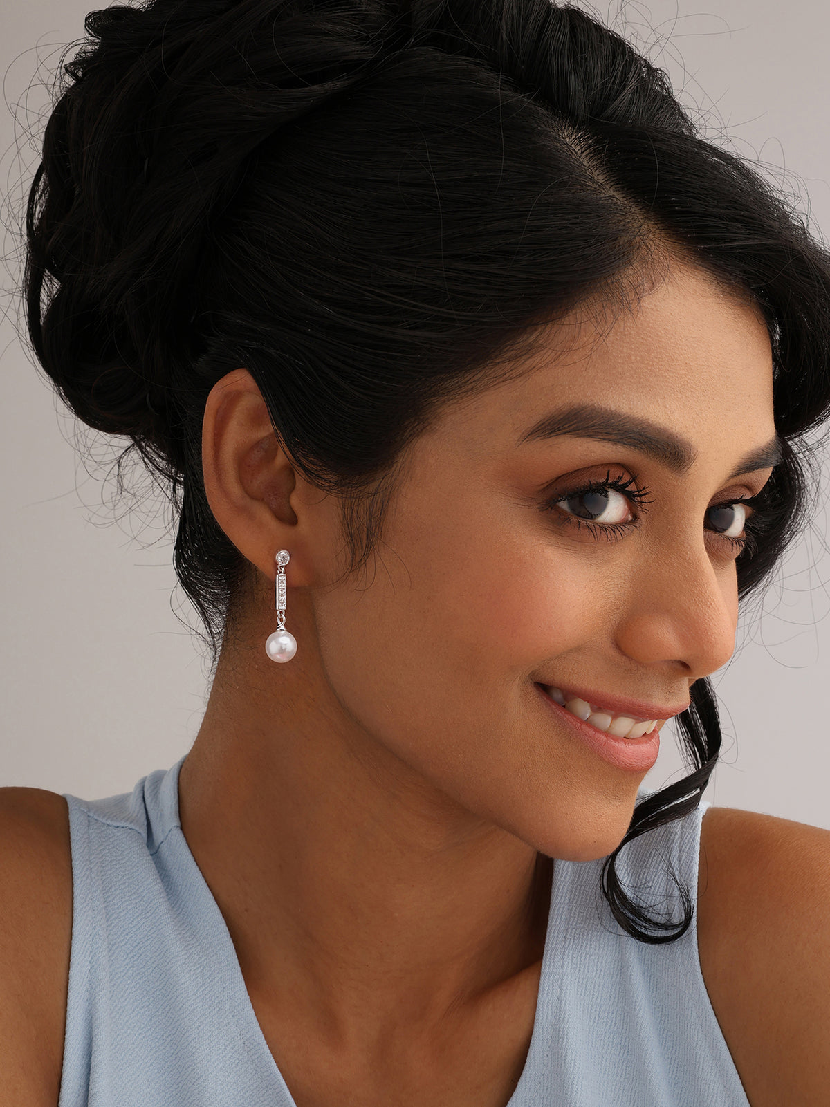 Pearl CZ Drop Earrings