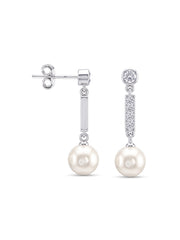 Pearl CZ Drop Earrings