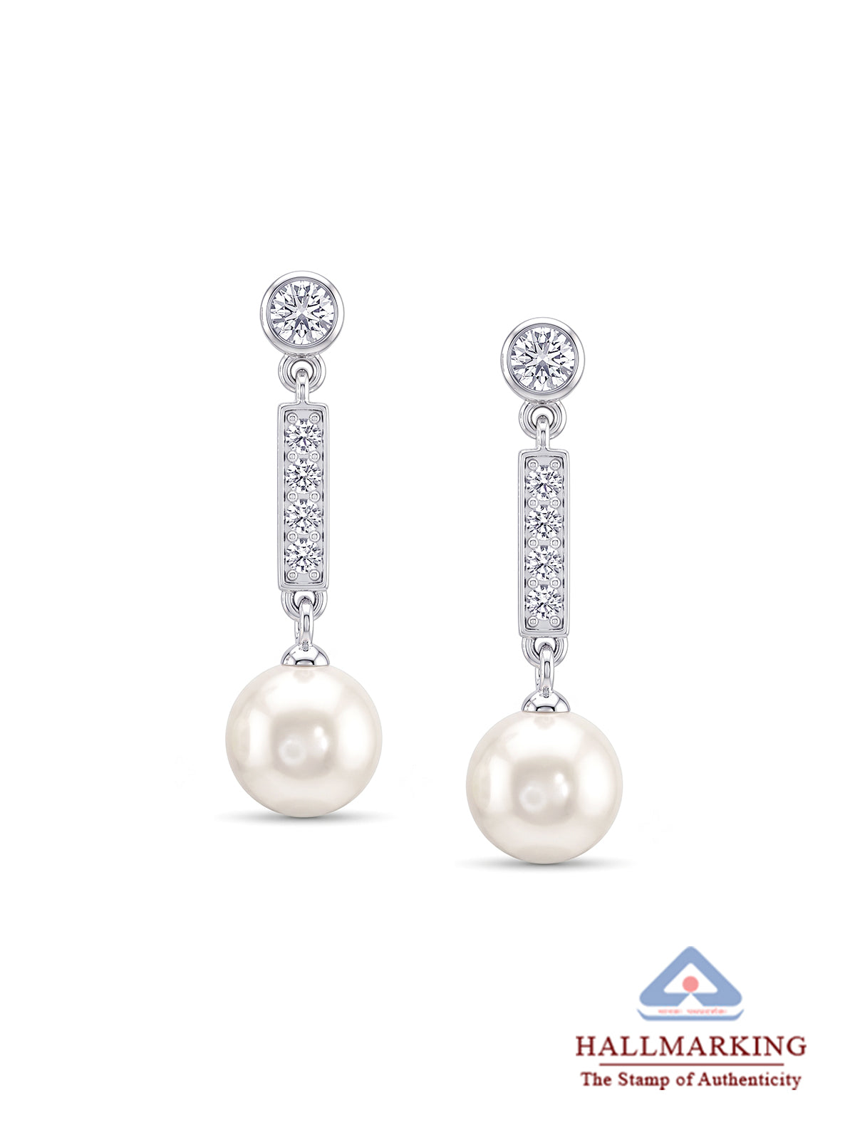 Pearl CZ Drop Earrings