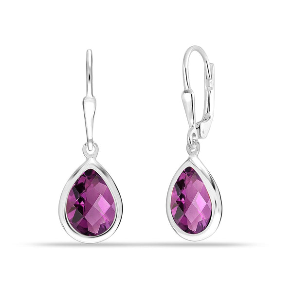 925 Sterling Silver Birthstone Leverback Drop Earrings for Women and Girls