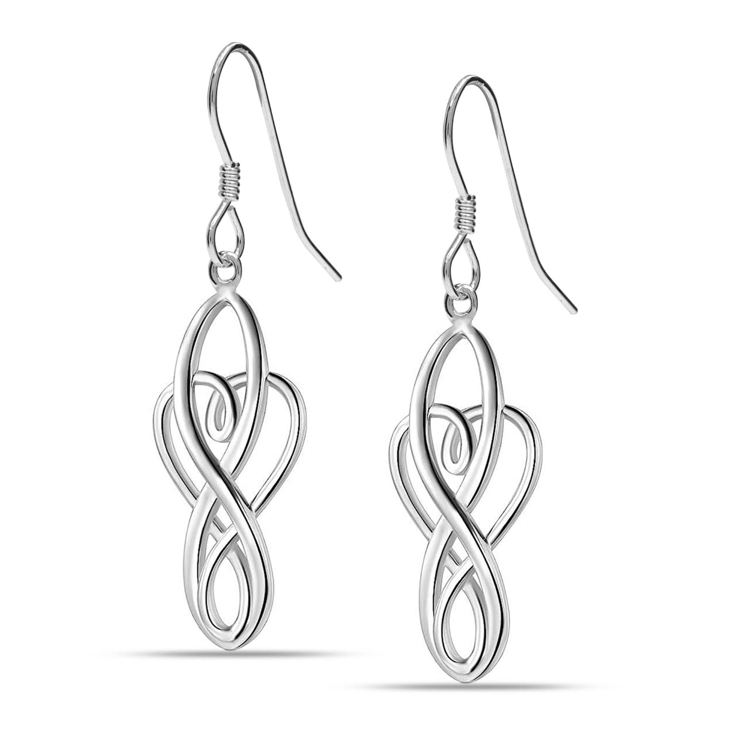 925 Sterling Silver Celtic Knot French Wire Drop Dangle Earrings for Women and Girls