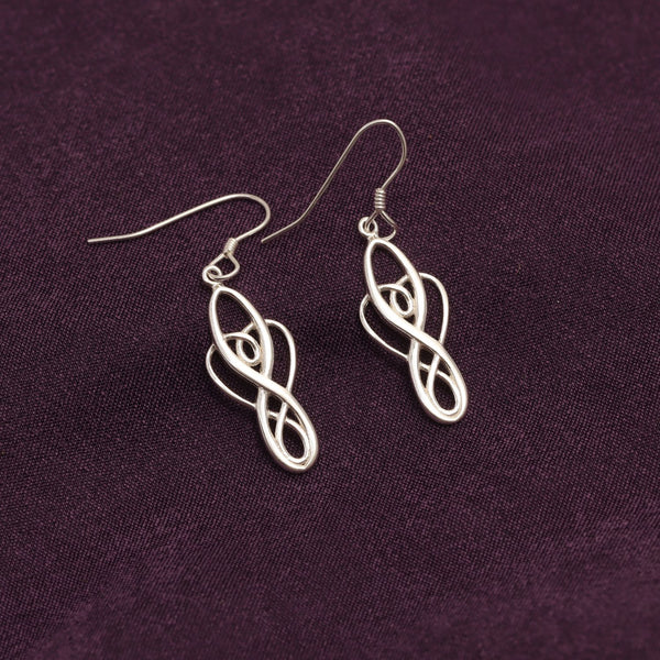 925 Sterling Silver Celtic Knot French Wire Drop Dangle Earrings for Women and Girls