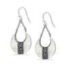925 Sterling Silver Antique Mother of Pearl Bali Style Teardrop Dangle Earrings for Women