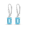 925 Sterling Silver Square Blue Topaz Stone Leverback Small Drop Dangle Earrings for Women Teen