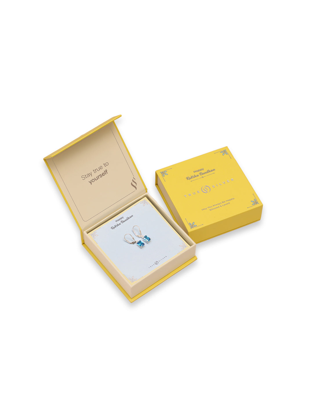 Square Blue Topaz Leverback Earrings