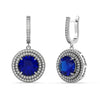 925 Sterling Silver Round Blue Sapphire White CZ Drop Dangle Earrings for Women and Girls
