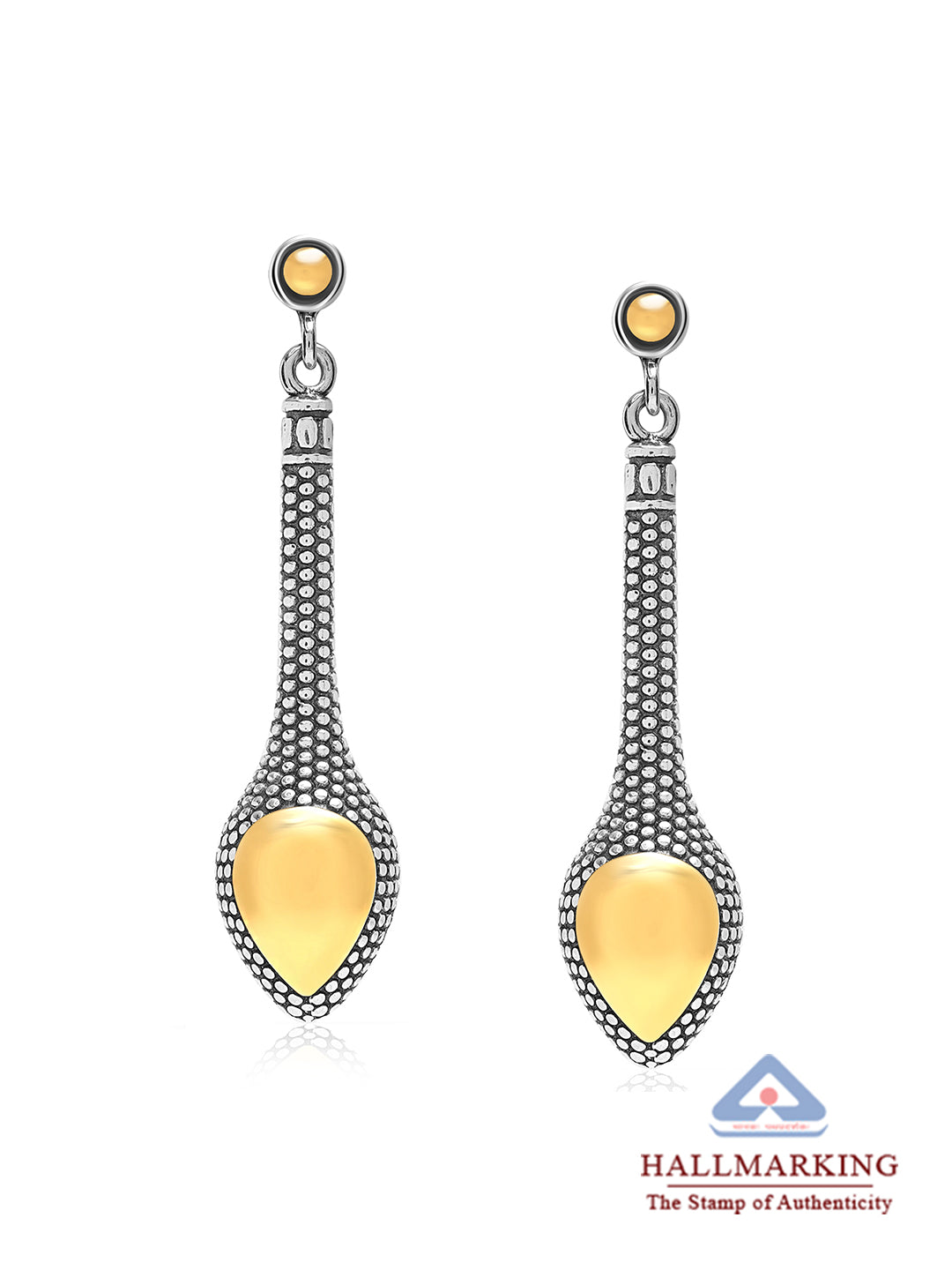 Dual Tone Dangle Earrings
