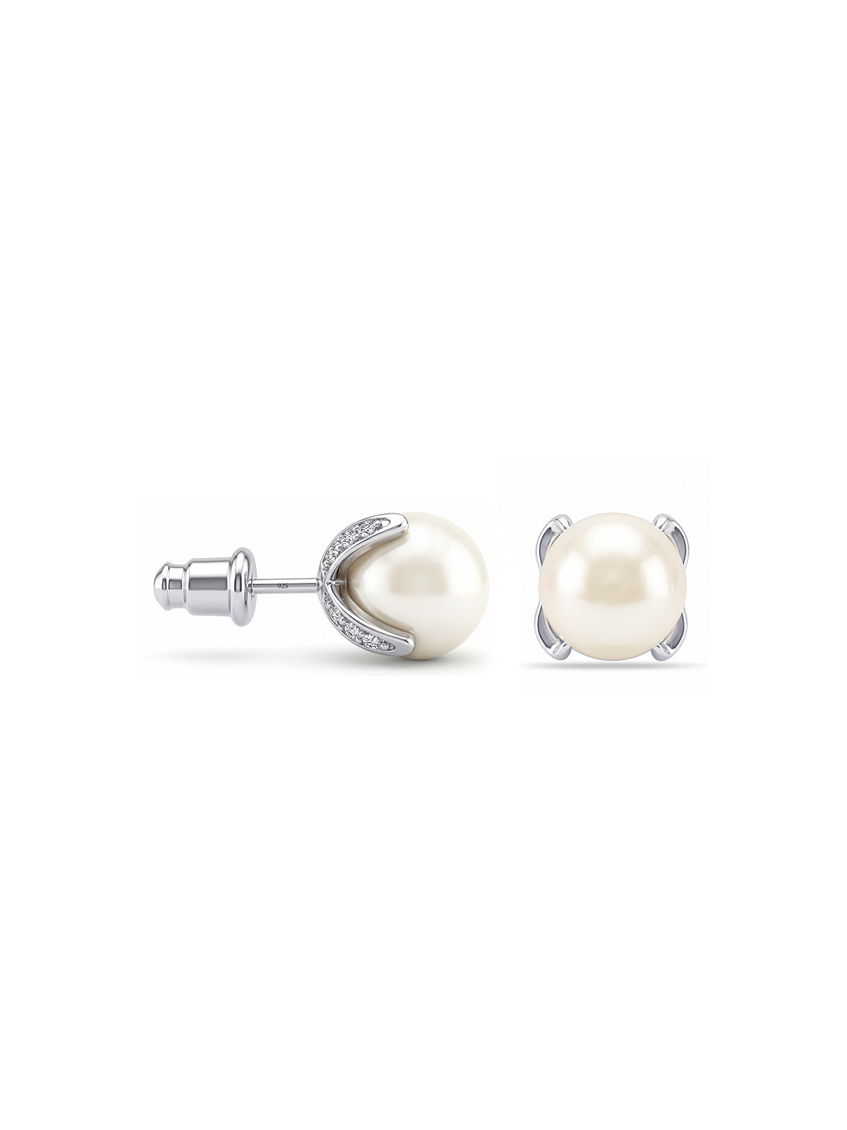Pearl & Cubic Zirconia Cradled Studs