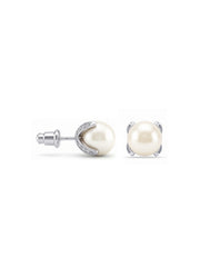 Pearl & Cubic Zirconia Cradled Studs
