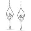 925 Sterling Silver Lotus Design Hanging Charm Boho Dangle Drop Earrings for Women Teen