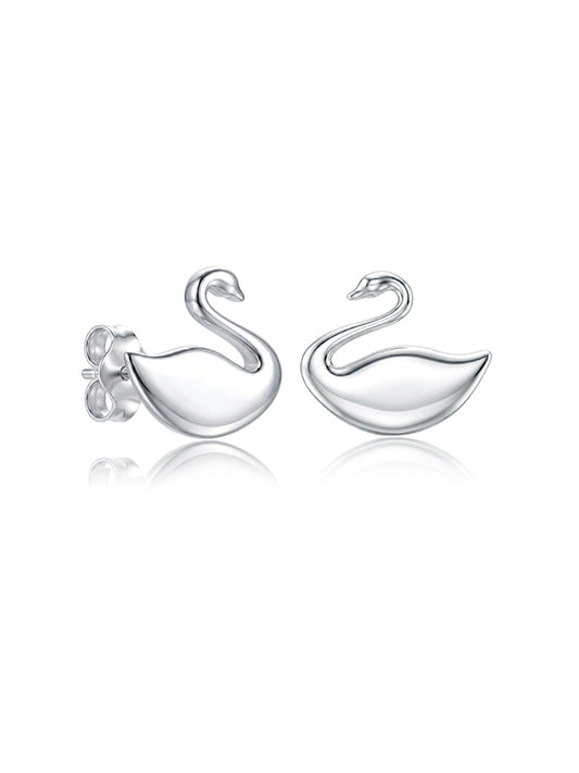 Silver Seraphine Swan Stud Earrings