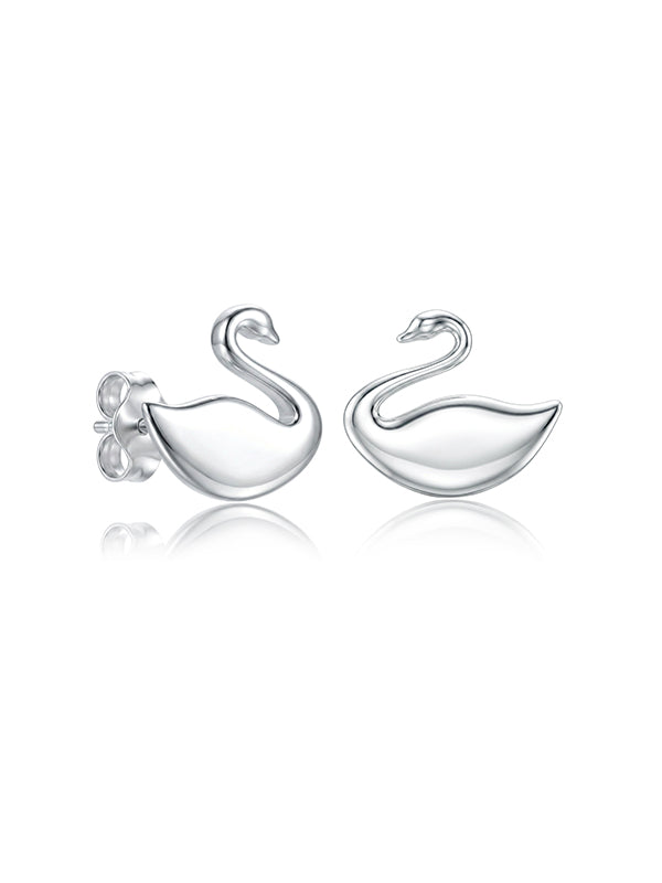 Silver Seraphine Swan Stud Earrings