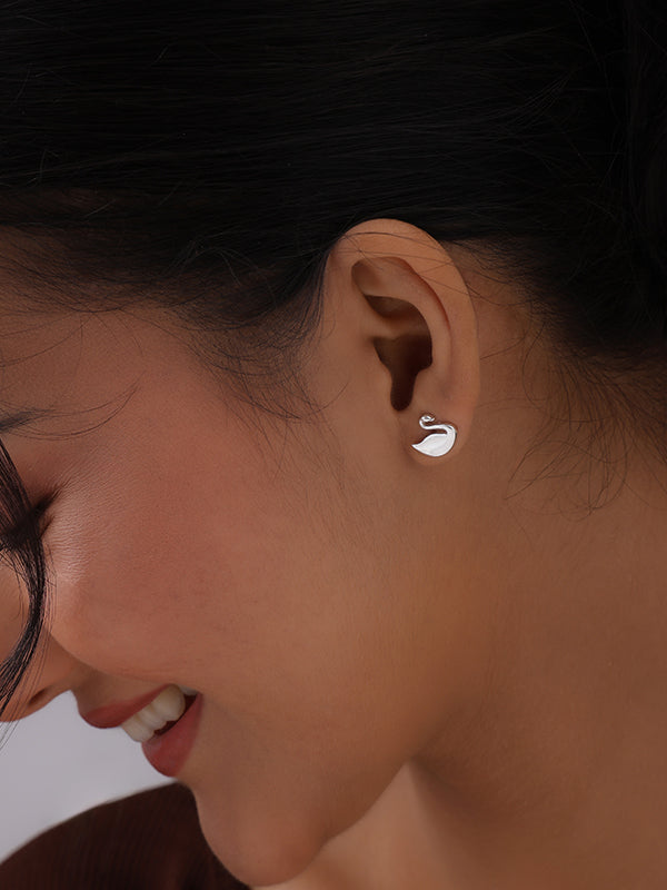 Silver Seraphine Swan Stud Earrings product view