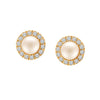925 Sterling Silver 14K Gold Plated Pearl Cubic Zirconia Stud Earrings for Women Teen