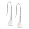 925 Sterling Silver Italian Design Simulated Pearl Drop Dangle Earrings for Women