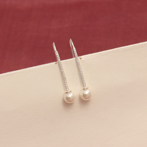 925 Sterling Silver Italian Design Freshwater Pearl Drop Dangle Earrings for Women