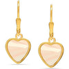 925 Sterling Silver 14K Gold-Plated Mother Of Pearl Heart Leverback Drop Dangle Earrings for Women Teen