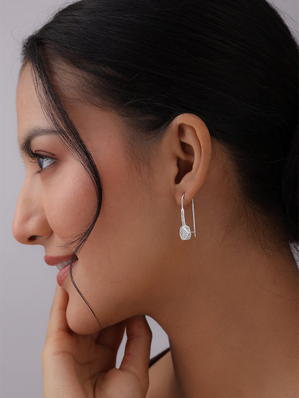 Flower CZ Drop Earrings