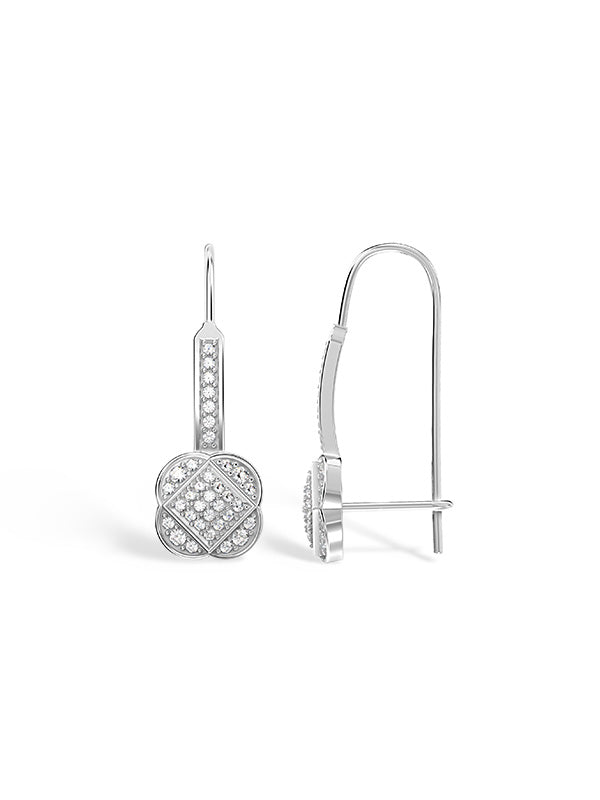 Flower CZ Drop Earrings