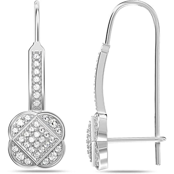 925 Sterling Silver Flower Cubic Zirconia Drop Dangle Earrings for Women Teen