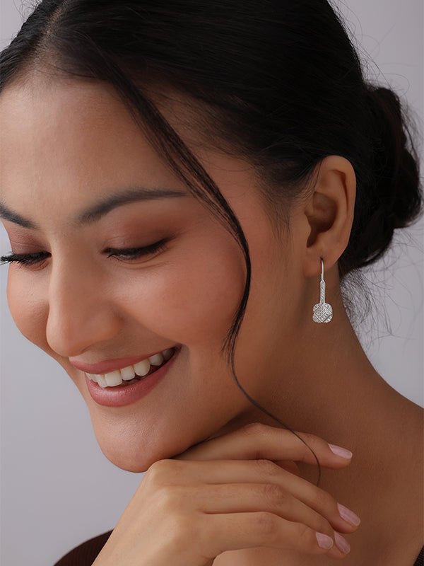 Flower CZ Drop Earrings