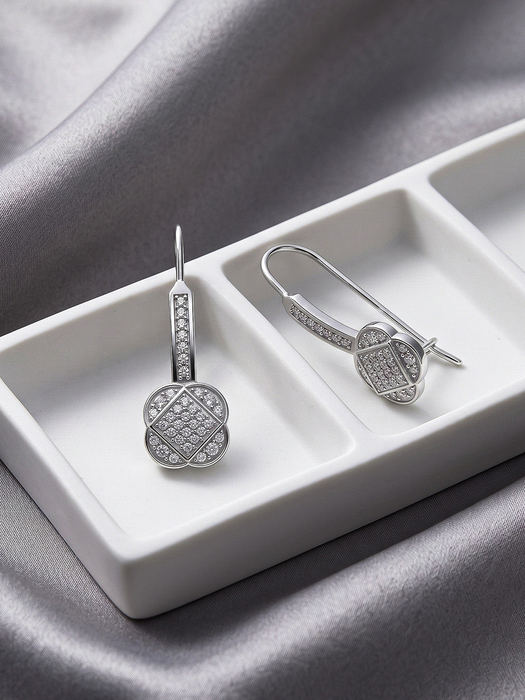 Flower CZ Drop Earrings
