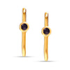 925 Sterling Silver 14K Gold Plated Wrap Earlobe Studs Lightweight Minimalist Black Onyx Gemstone Ear Cuff Hoop Earrings for Women