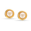 925 Sterling Silver 14K Gold Plated Small Pearl Round Stud Earrings for Women and Girls
