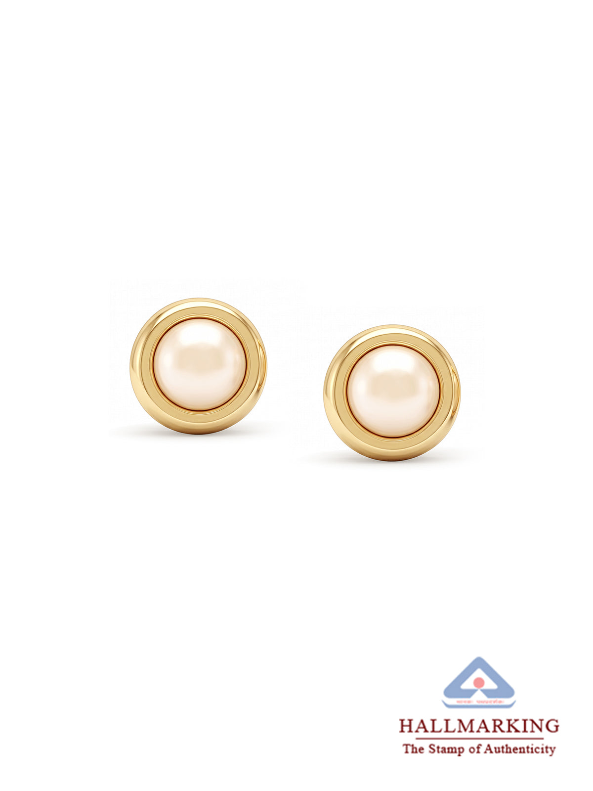 Gold Plated Small Pearl Round Stud Earrings