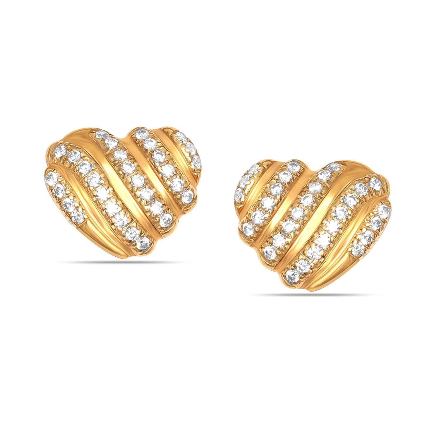 925 Sterling Silver 14K Gold Plated Heart with Pave CZ Stud Earring for Women Teen