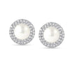 925 Sterling Silver Cubic Zirconia Small Pave Simulated Pearl Button Stud Earrings For Women