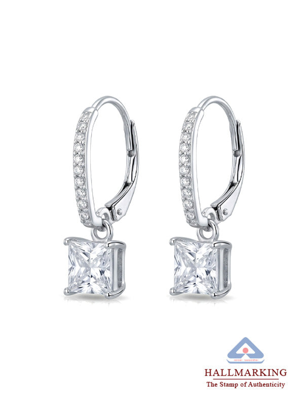 Silver Lever Back Dangle Earrings