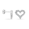 925 Sterling Silver Cubic Zirconia Small Trendy Open Heart Stud Earrings for Women Teen