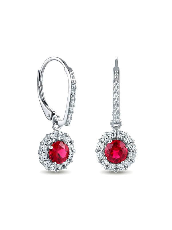 Silver Ruby Radiance Drop Earrings
