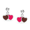 925 Sterling Silver Italian Design Double Heart Stud Earrings for Teen