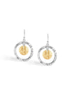 Two-Tone Hammered Disc Drop Earrings